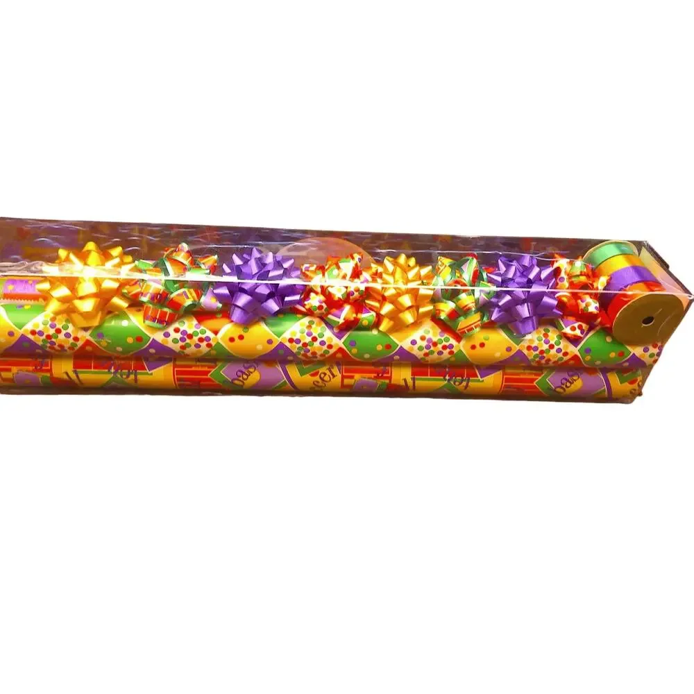 Vtg 90s Artfaire Gift Wrap Ensemble Memphis Squiggle Retro Wrapping Paper Kit